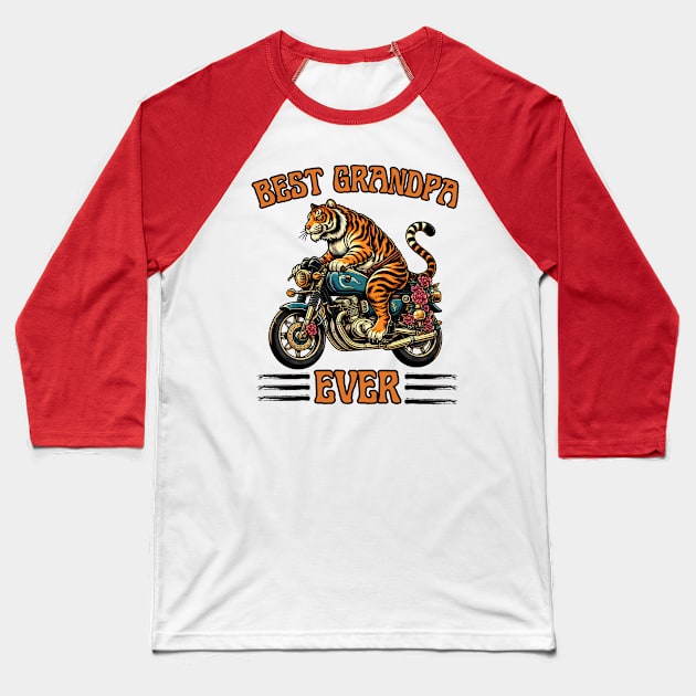 Best Grandpa Ever Biking Baseball T-Shirt by Japanese Fever